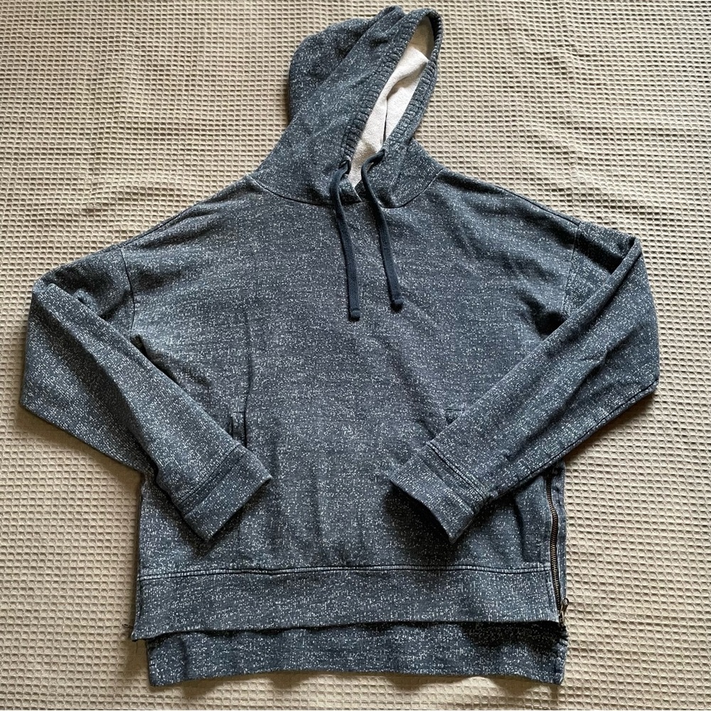 Pact Hoodie Medium Womens Organic Cotton Terry‎ Speckled Side Zip Navy Blue